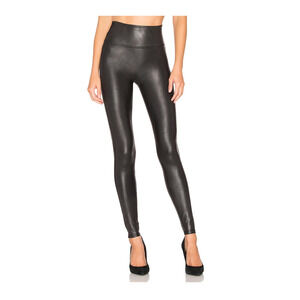 Spanx Faux Leather Leggings Coated Black Full Length Pants Med